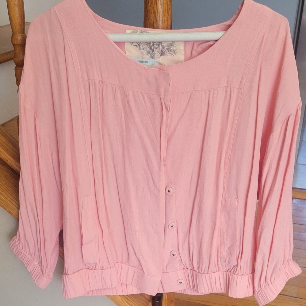 Cropped button down fashion jacket